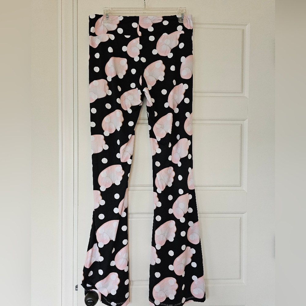Sandy Liang Black Wide-Leg Polka Dot & Pastel Shell Print Pants - Picture 5 of 7